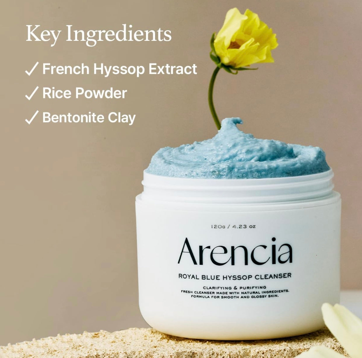 Arencia Fresh Blue Hyssop Rice Mochi Cleanser