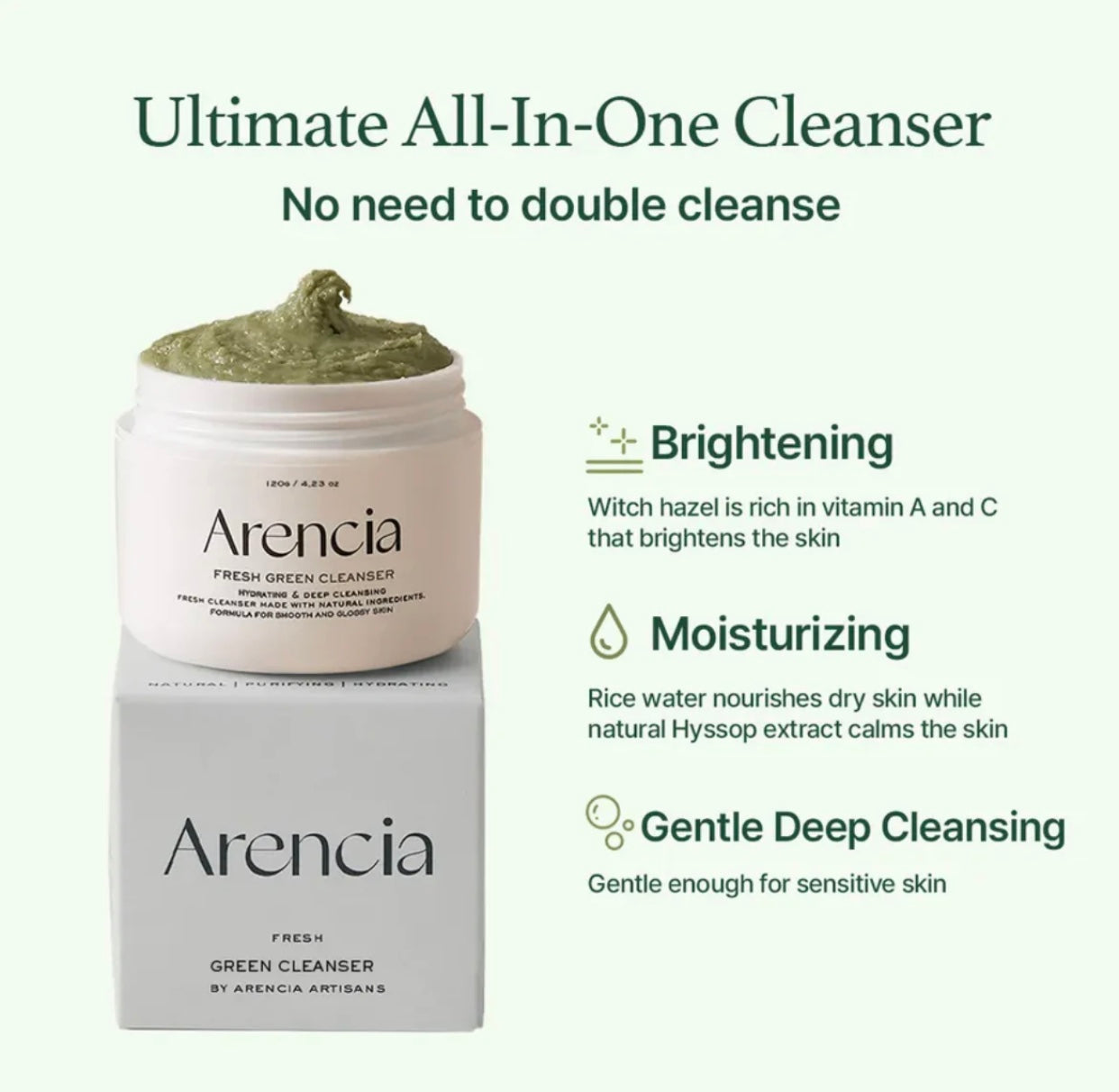 Arencia Fresh Green Rice Mochi Cleanser