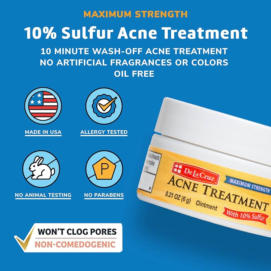 De La Cruz, Acne Treatment Ointment with 10% Sulfur, Maximum Strength
