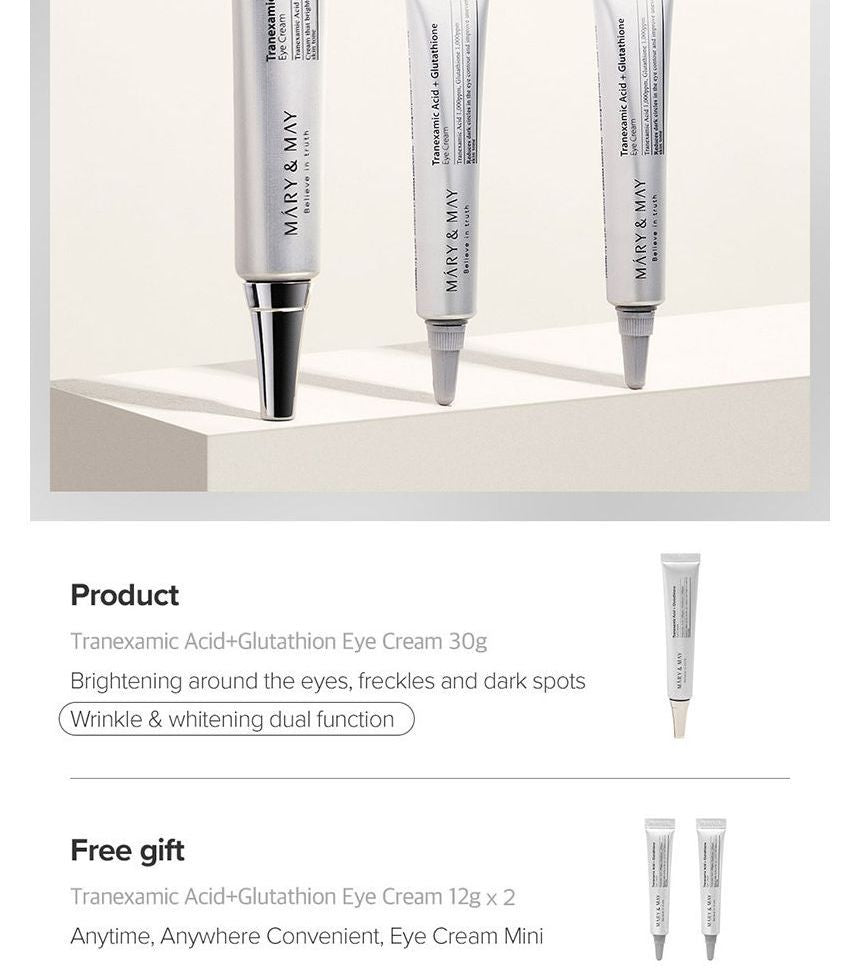 Mary & May Tranexamic Acid+ Glutathione Eye Cream 30ml + FREE 2pc mini Eye Cream