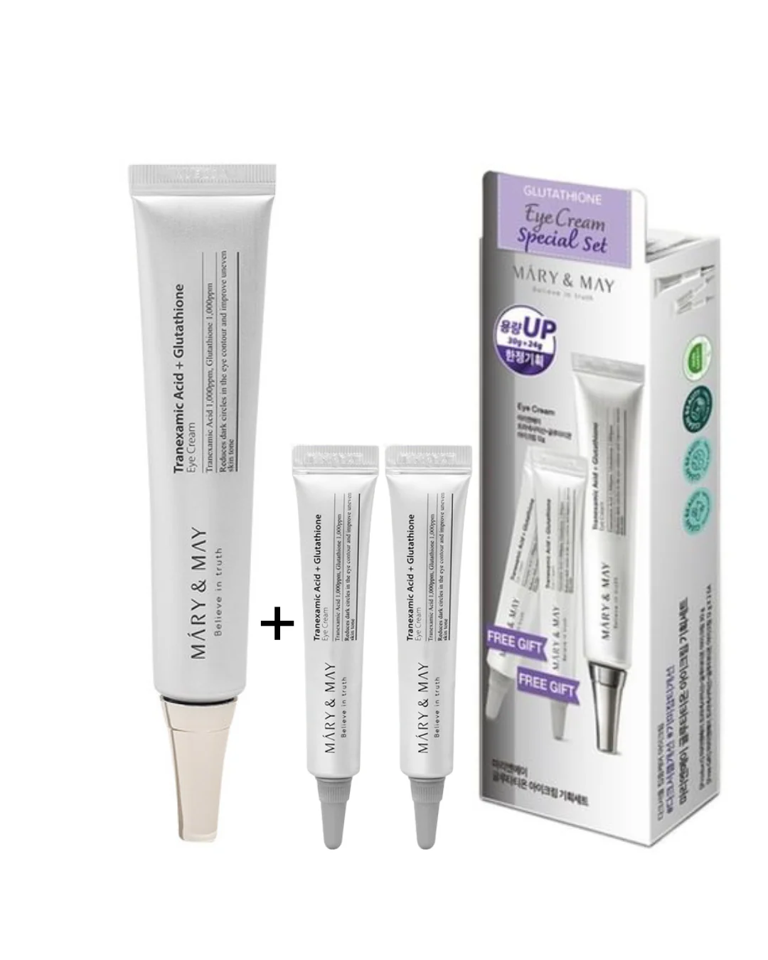 Mary & May Tranexamic Acid+ Glutathione Eye Cream 30ml + FREE 2pc mini Eye Cream