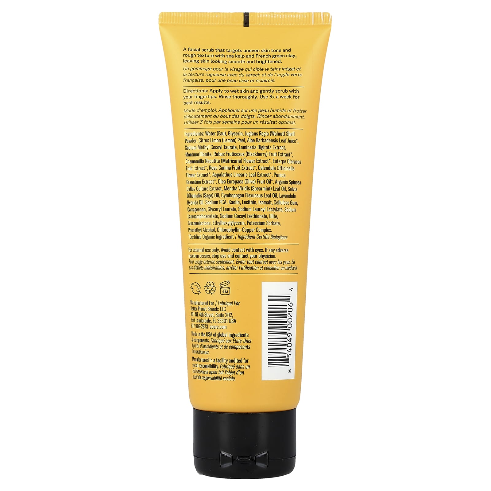 ACURE Brightening Facial Scrub, 4 fl oz (118 ml)