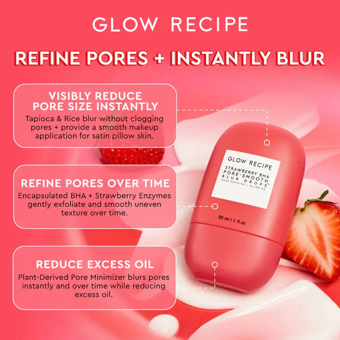 Glow Recipe  Strawberry BHA Pore-Smooth Blur Drops