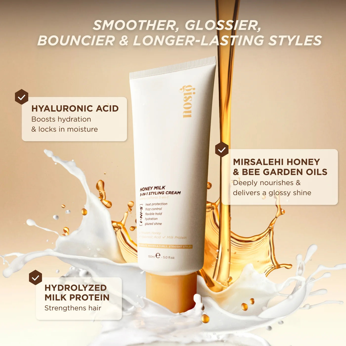 Gisou Honey Milk 5-in-1 Styling Cream 50ml