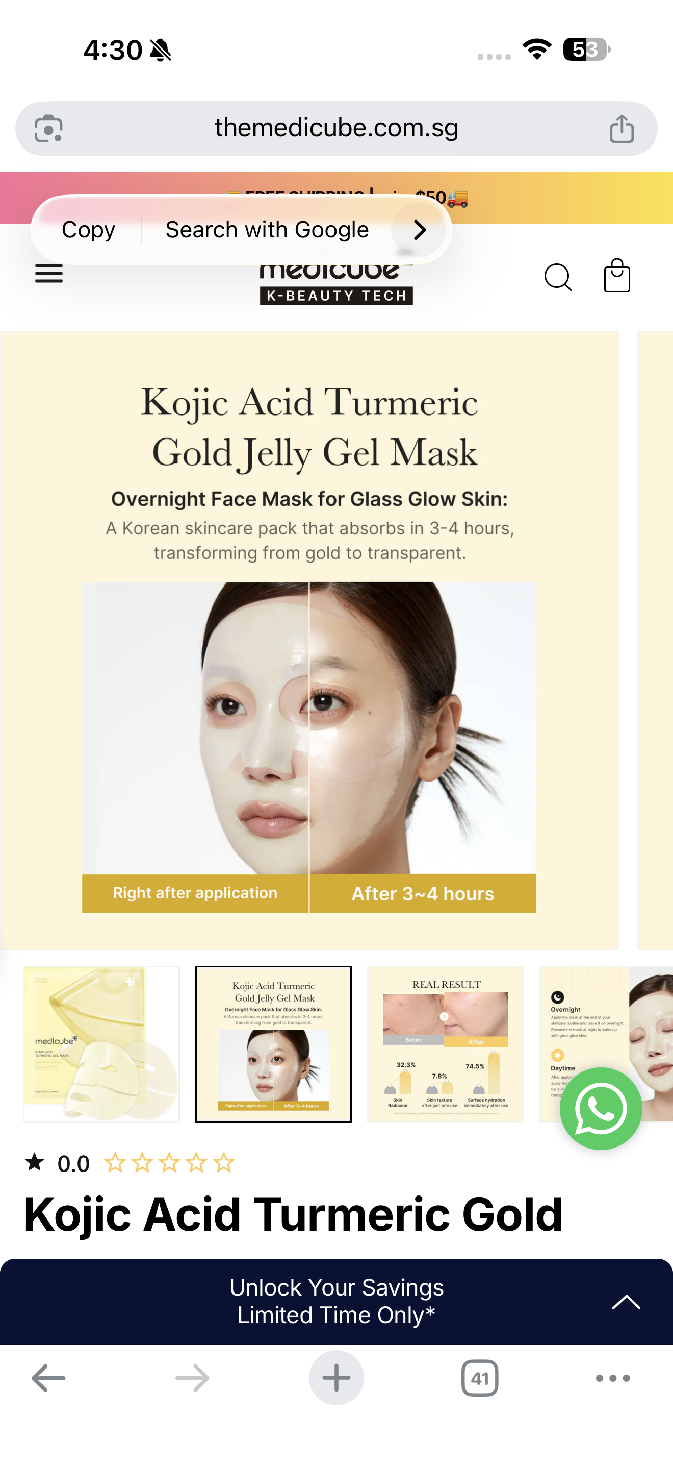 Medicube Kojic Acid Turmeric Gold Jelly Gel Mask