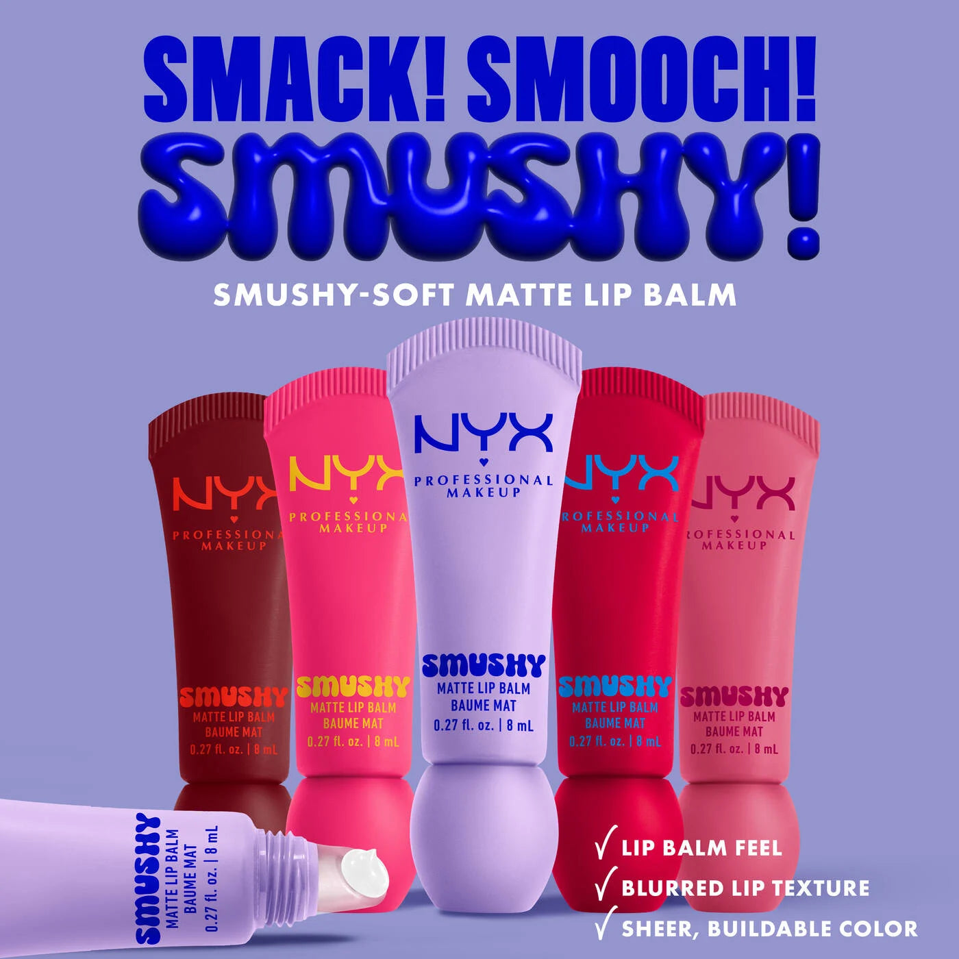 NYX Professional Makeup Smushy, Matte Lip Balm, Soft Diffused Colour, Matte Finish