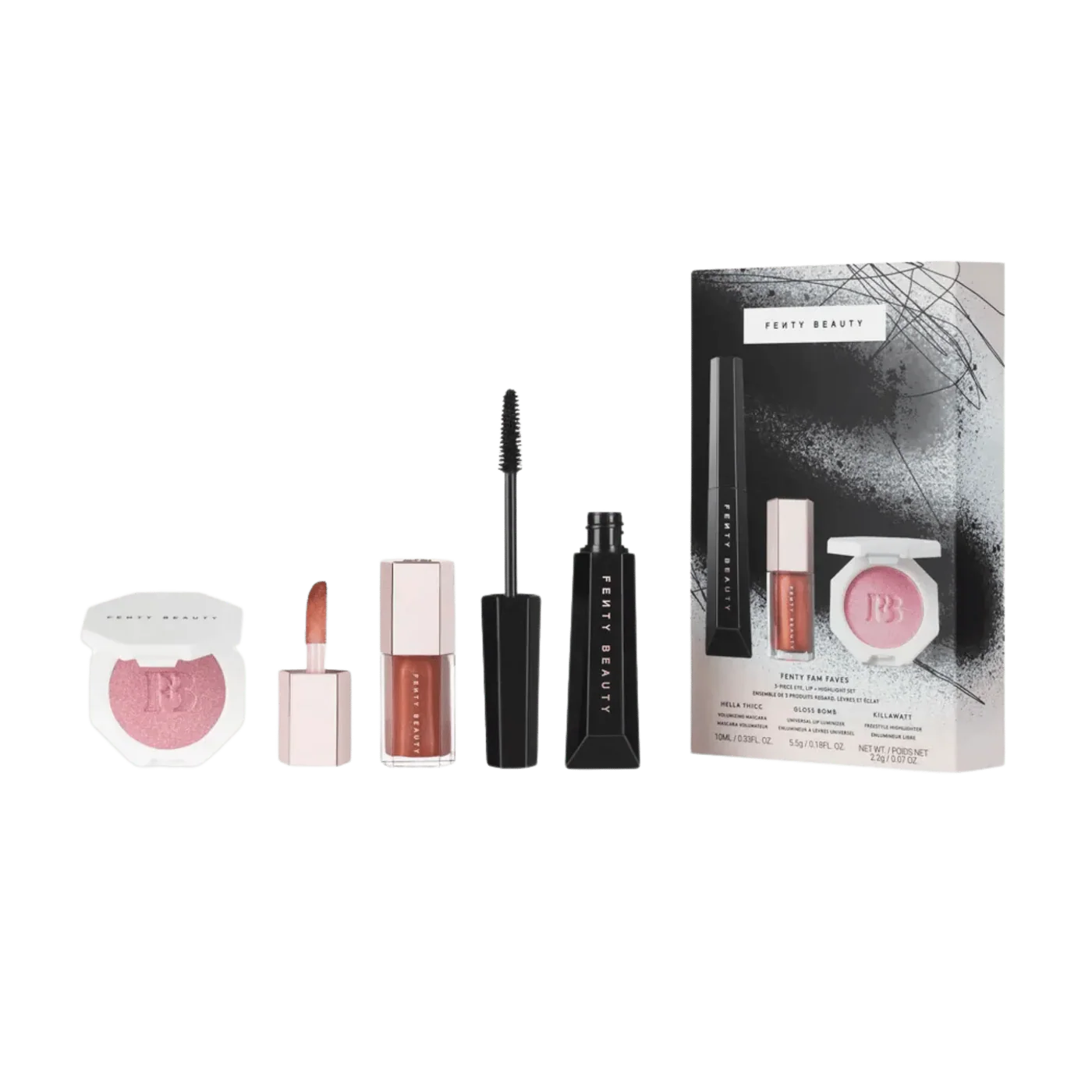 FENTY BEAUTY FENTY FAM FAVES 3-PIECE EYE, LIP + HIGHLIGHTER SET